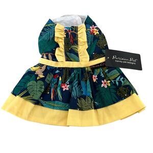 Parisian Pet XS Amazon Rain Forest Print Dog Dress NWT Sundress Ruffle